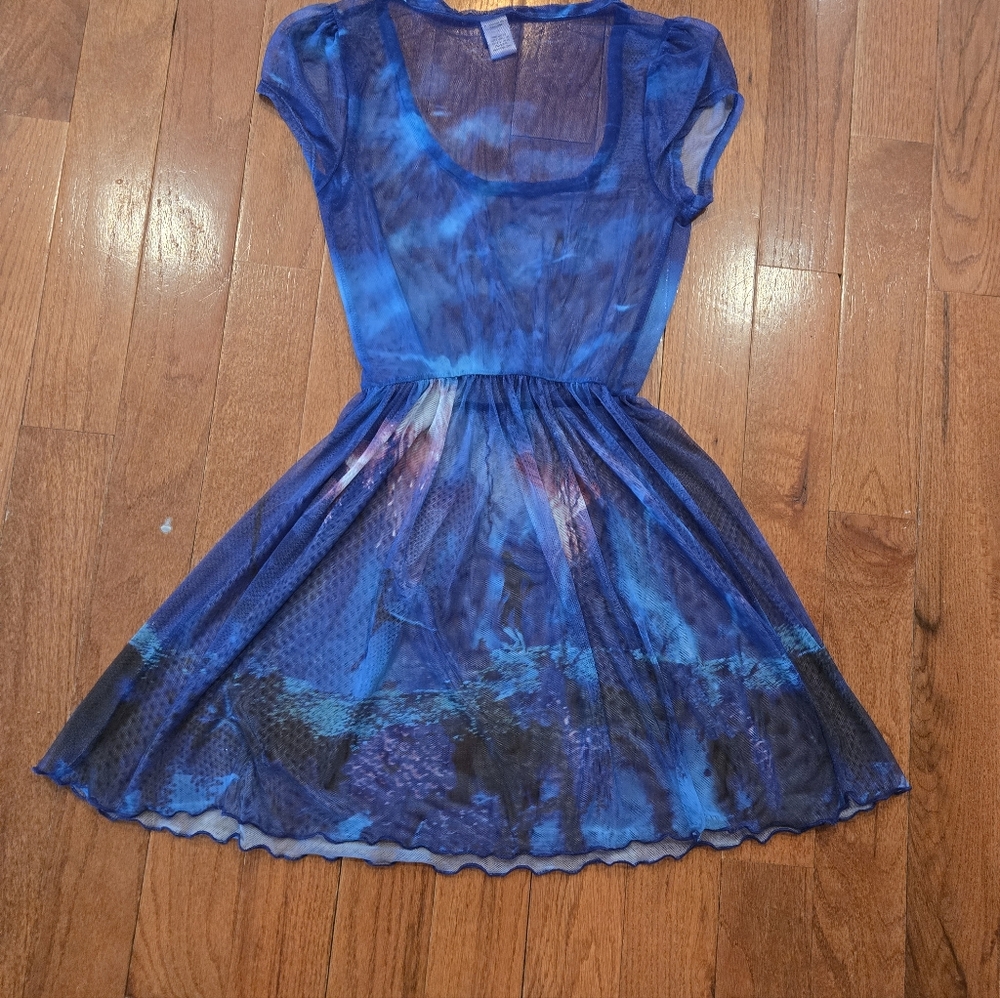 Avatar Blue Mesh Fit-and-Flare Dress - Picture 2 of 4